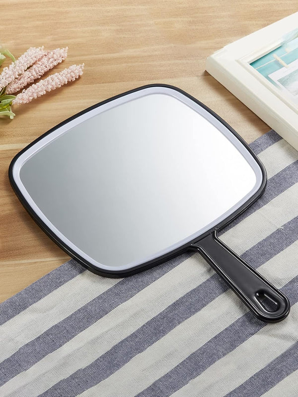 MIRRORWIX Extra Large Hand Mirror – 9” x 12.4” Black Handheld Mirror with Handle, Salon & Home Use